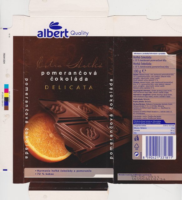 Albert Delicata extra horka pomerancova cokolada
