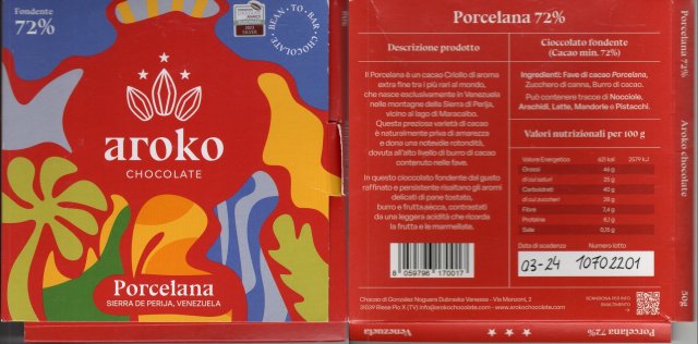 Aroko chocolate Porcelana Sierra de Perija Venezuela 72%