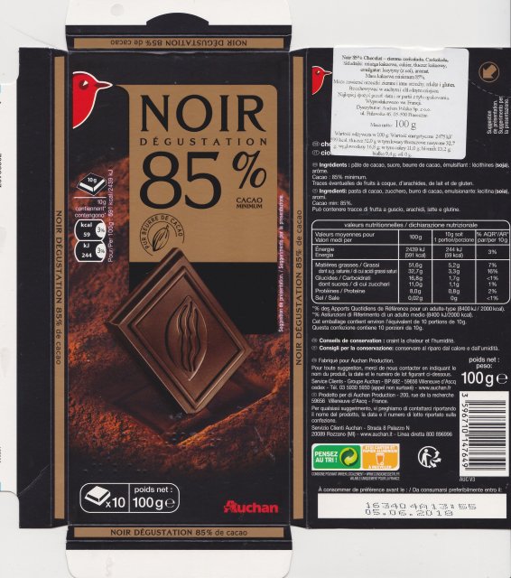 Auchan 2 noir degustation 85