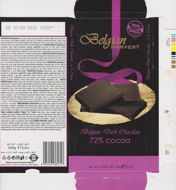 Belgian 1 Harvest dark chocolate 72 cocoa
