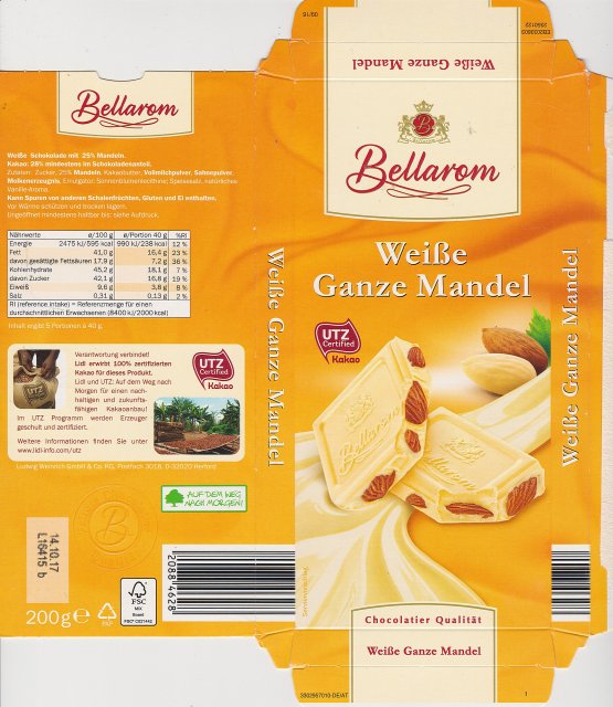 Bellarom srednie UTZ Weisse Ganze Mandel