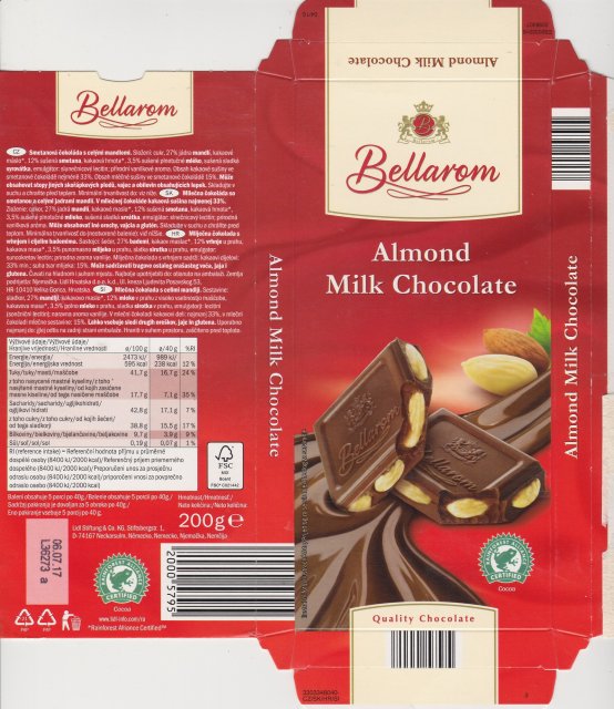 Bellarom srednie pisane Almond Milk Chocolate certified