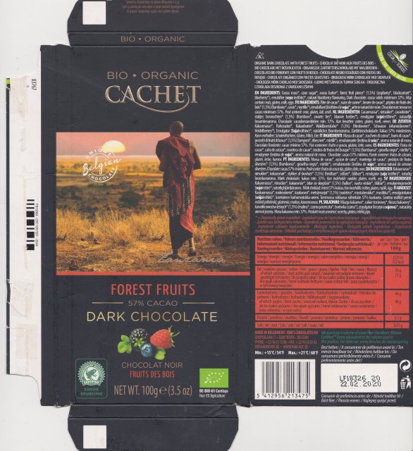 Cachet 3 Bio organic forrest fruits 57 dark chocolate