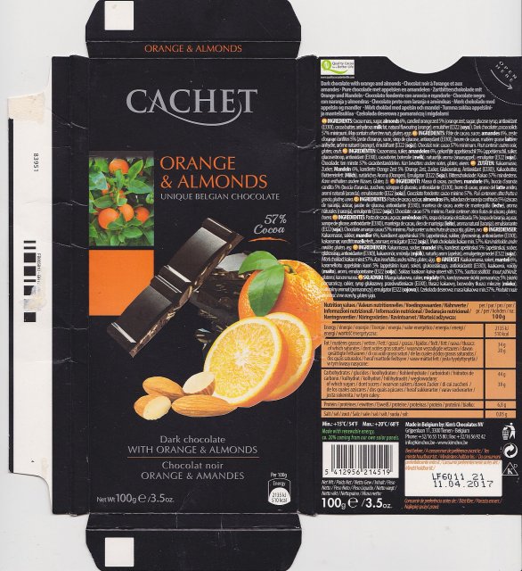 Cachet 4 orange & almonds 57 510kcal