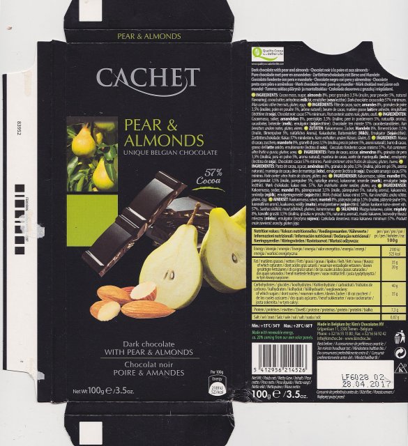 Cachet pear & almonds 523 kcal