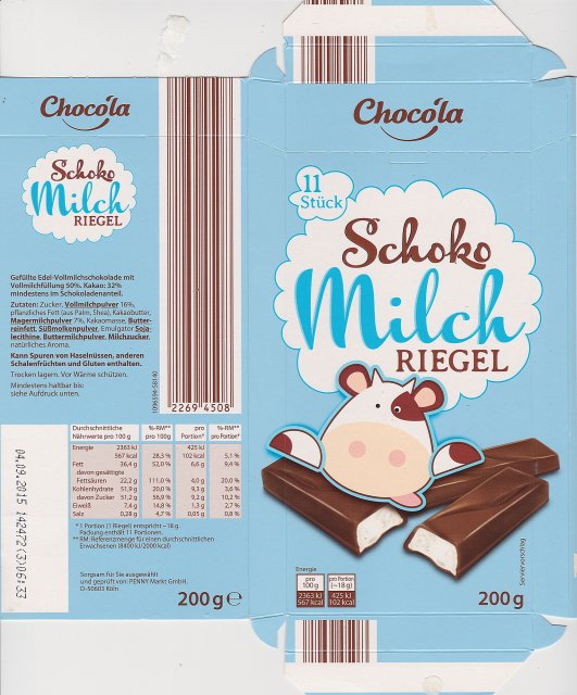 Chocola srednie pion 1 Schoko Milch Riegel 102kcal
