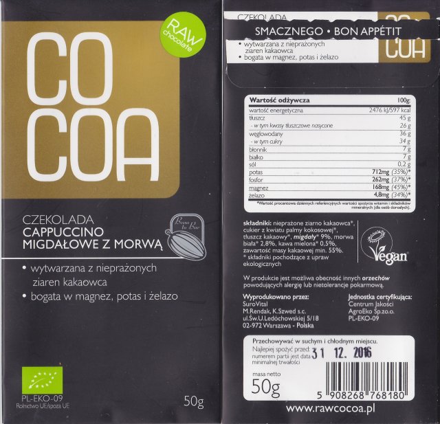 Cocoa czekolada cappuccino migdaÅowe z morwÄ