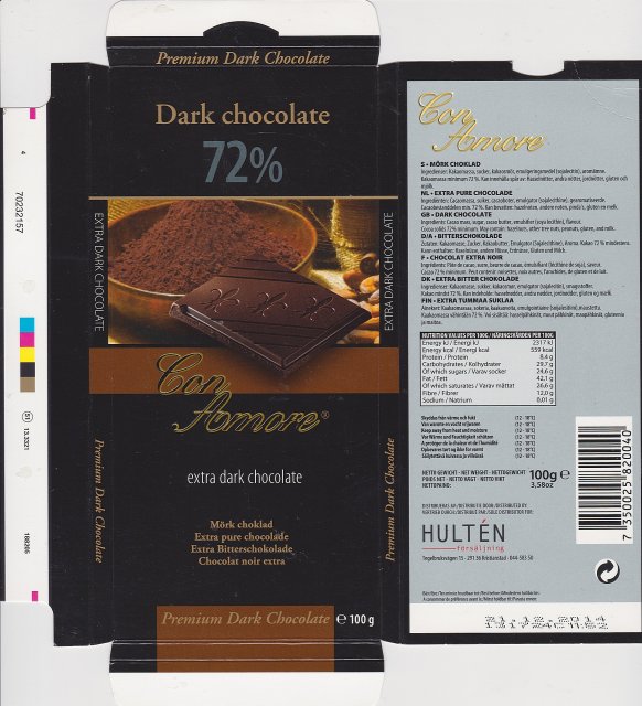 Con Amore dark 72% extra dark chocolate