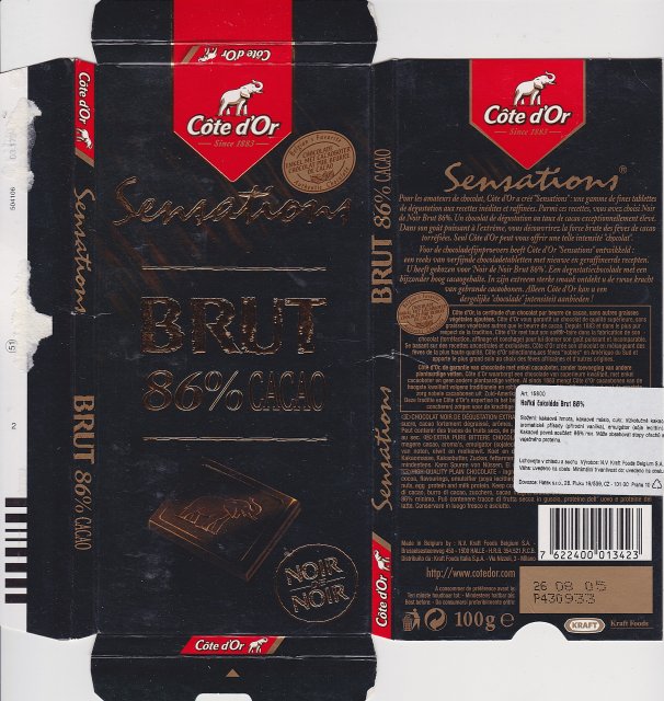 Cote dOr pion sensations 2a brut 86 cacao noir noir