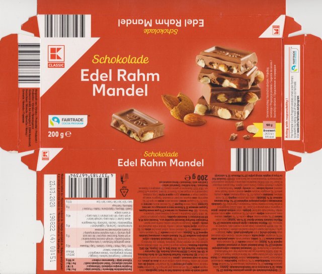 classic poziom 2 Edel Rahm Mandel 595kcal fairtrade