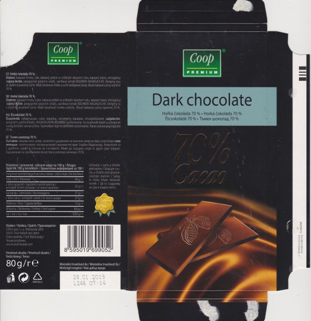 coop 3 premium dark chocolate 70