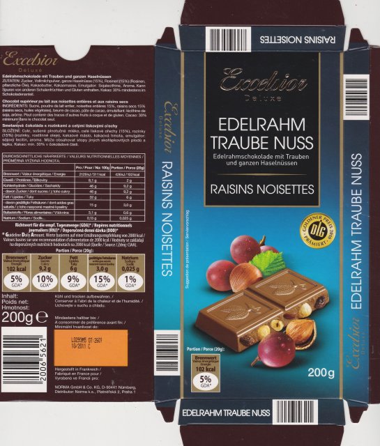 Excelsior 5 edelrahm traube nuss 102kcal dlg