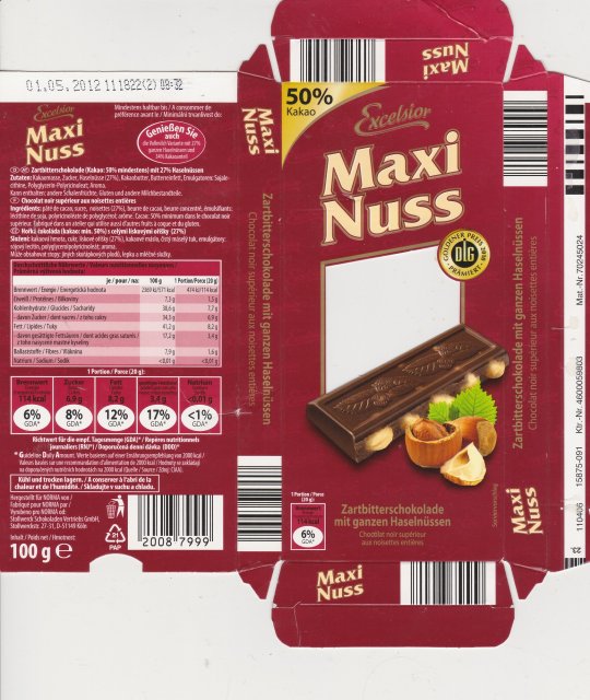 Excelsior Maxi Nuss 0 dlg 50cacao 114kcal