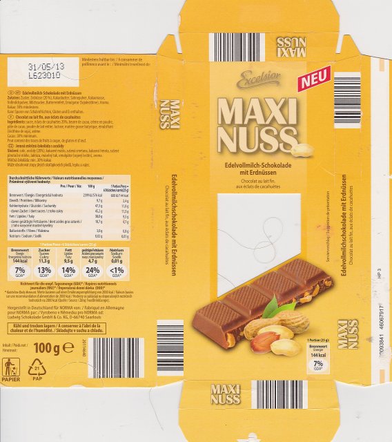 Excelsior Maxi Nuss 1 edelvollmilch mit Erdnussen