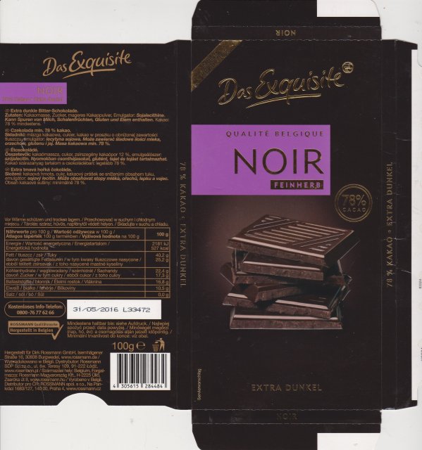 Exquisite 2 noir feinherb 78 cacao