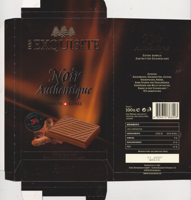 Exquisite 5 noir authentique 78 cacao