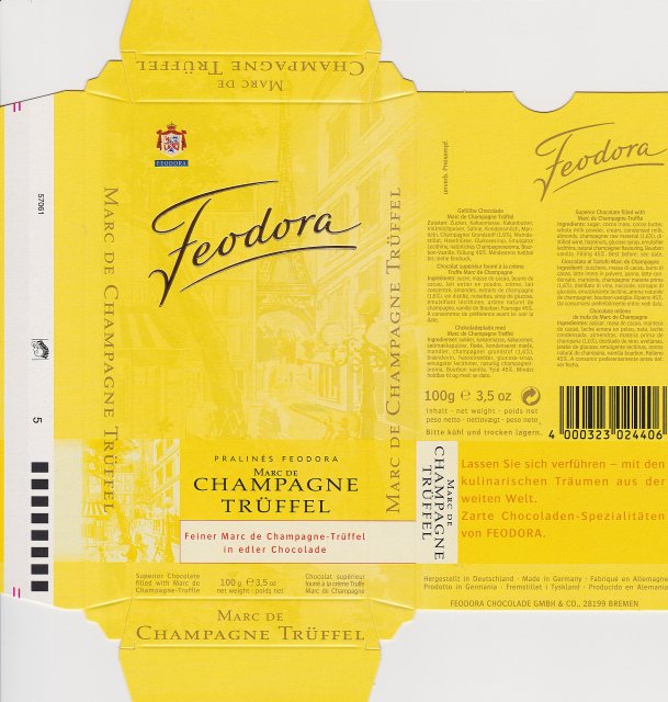 Feodora pion 2 pralines Chmapagne Truffel