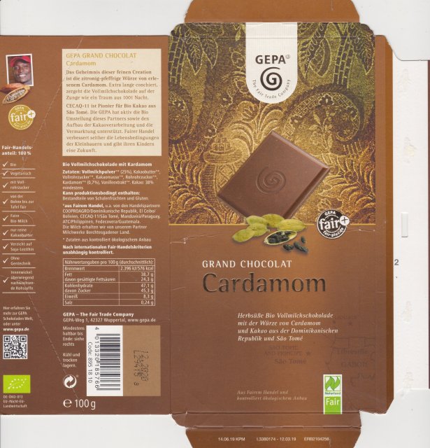 Gepa 1 Grand chocolat Cardamom fair