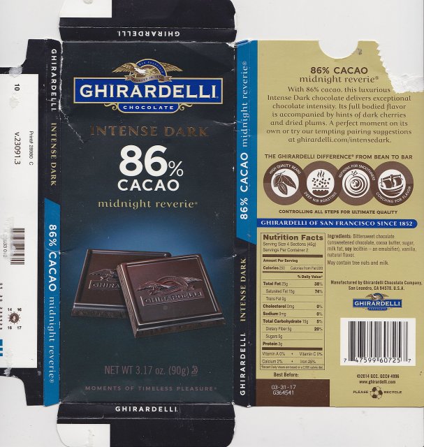 Ghirardelli 5 intense dark 86 cacao midnight reverie