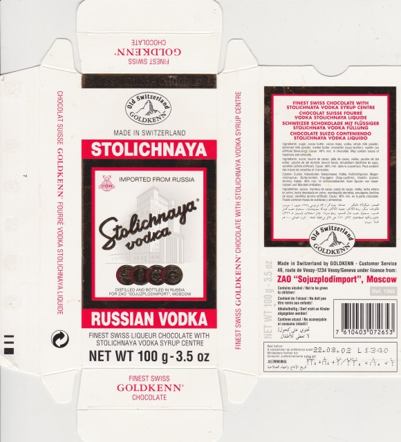 Goldkenn Stolichnaya russian vodka