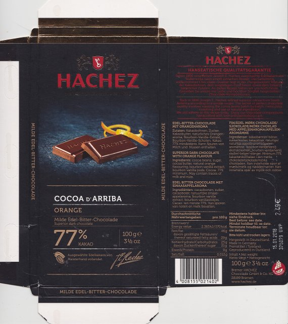 Hachez Cocoa d arriba orange 77 kakao