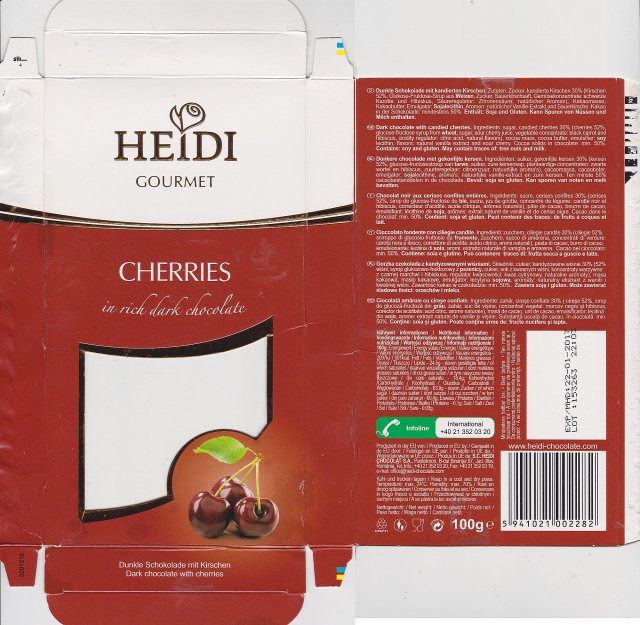 Heidi Gourmet cherries in rich dark chocolate