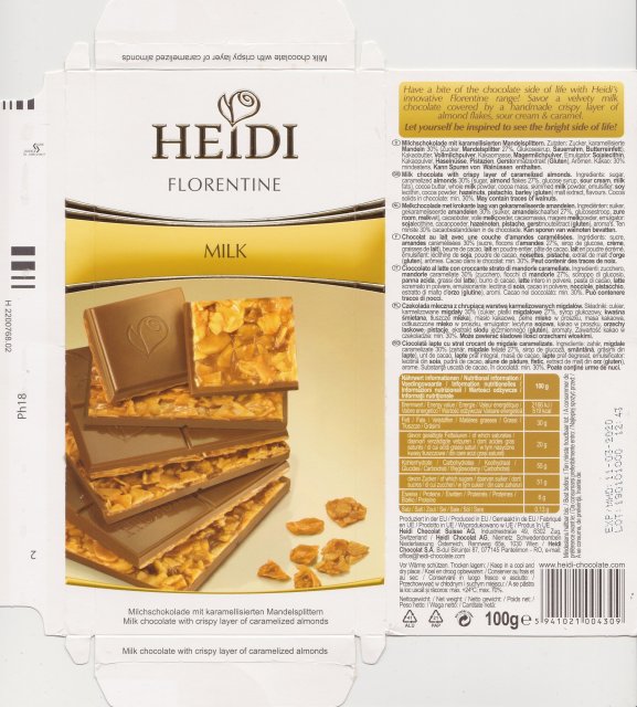 Heidi srednie Florentine 1 Milk milchschokolade mit karamelisierterten
