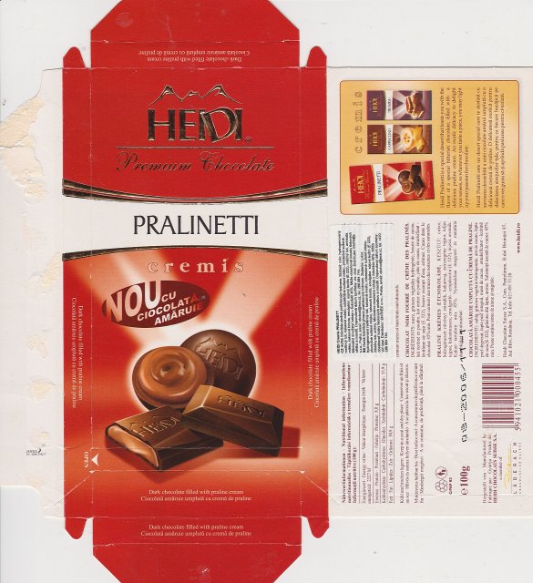 Heidi srednie premium chocolate Pralinetti cremis nou