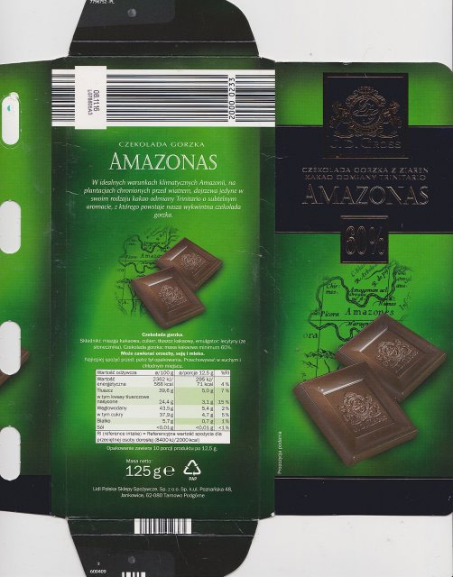 J D Gross Amazonas 60 czekolada gorzka z ziaren...