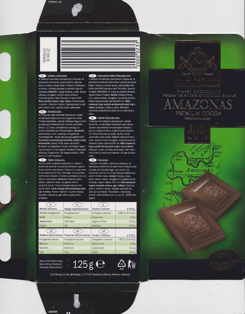 J D Gross Amazonas 60 premium cocoa deluxe