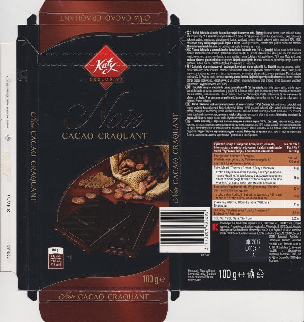 Katy 2 noir cacao craquant 575kcal