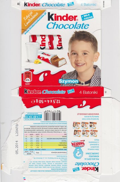 Kinder Chocolate kwadrat EL Szymon 70kcal