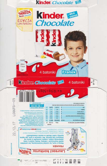 Kinder Chocolate kwadrat twarza Franek