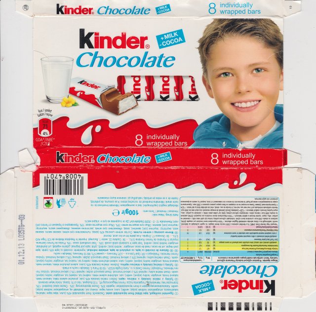 Kinder Chocolate prostokat niebieska milk cocoa 71kcal individually