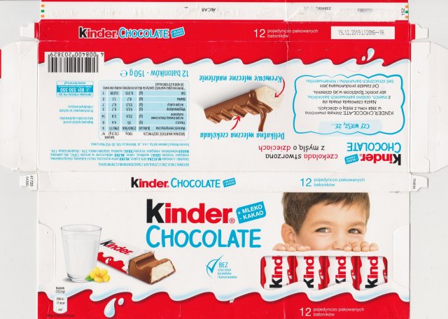 Kinder Chocolate prostokat oczy mleko kakao bez 71kcal