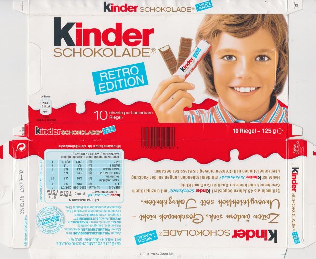 Kinder Chocolate prostokat paski retro edition 71kcal