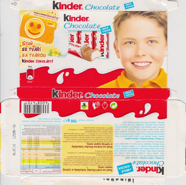 Kinder Chocolate prostokat zolta milk cocoa stan se tvari sa tvarou