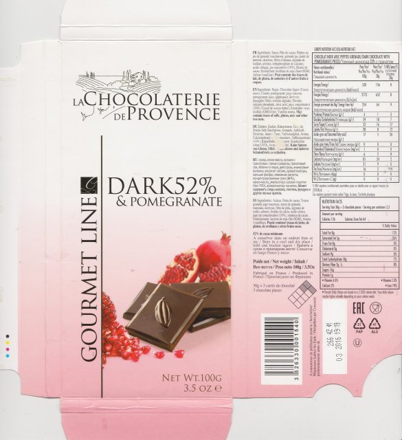 La Chocolaterie de Provence gourmet line dark 52 pomegranate