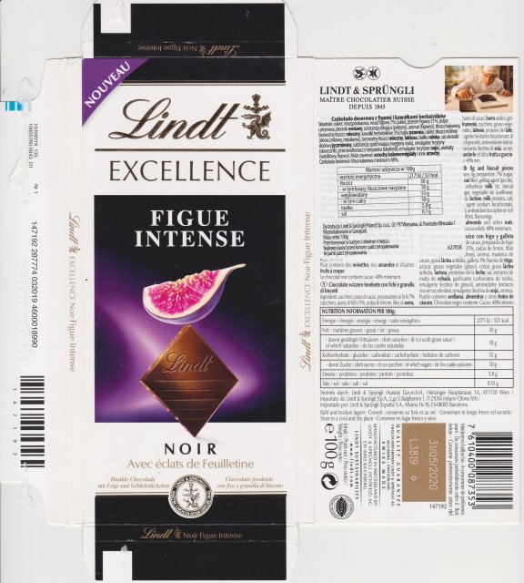 Lindt srednie Excellence 1 Figue Intense noir avec eclats nouveau