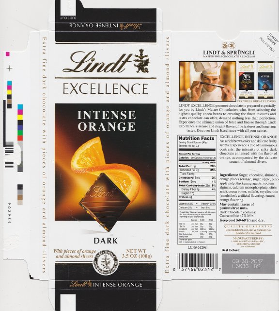 Lindt srednie Excellence 1 Intense Orange dark with pieces