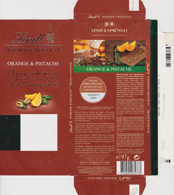 Lindt srednie Passion Chocolat Orange Pistache