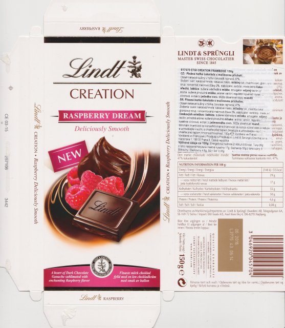 Lindt srednie creation 2 raspberry dream new