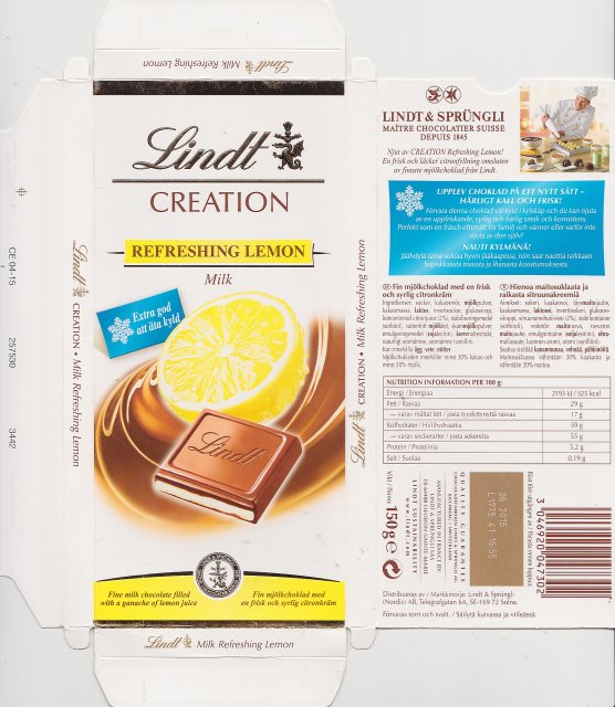 Lindt srednie creation 2 refreshing lemon milk extra god