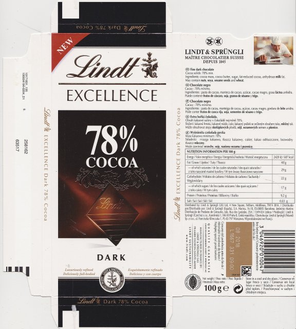 Lindt srednie excellence 0 78 cocoa dark new