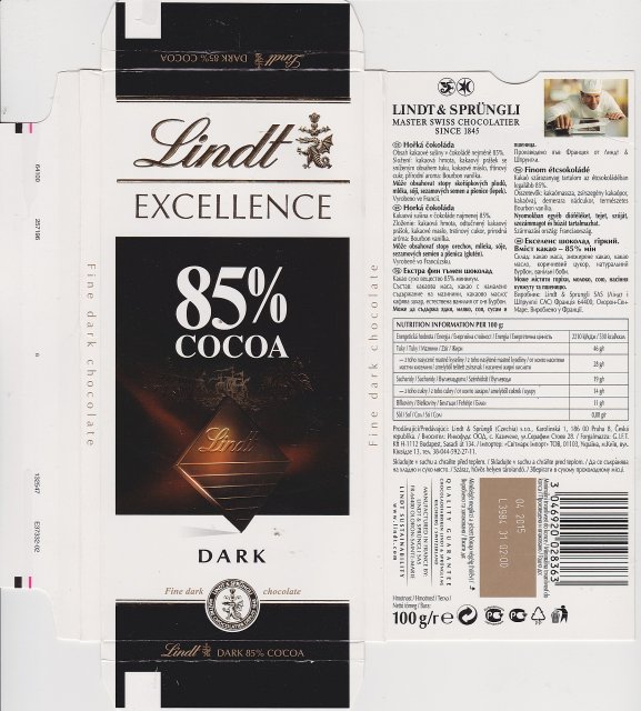 Lindt srednie excellence 0 85 cocoa dark fine dark