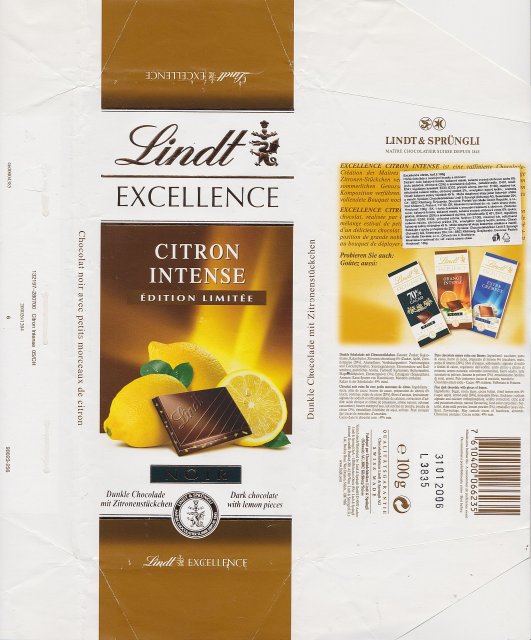 Lindt srednie excellence 1 citron intense edition limitee noir