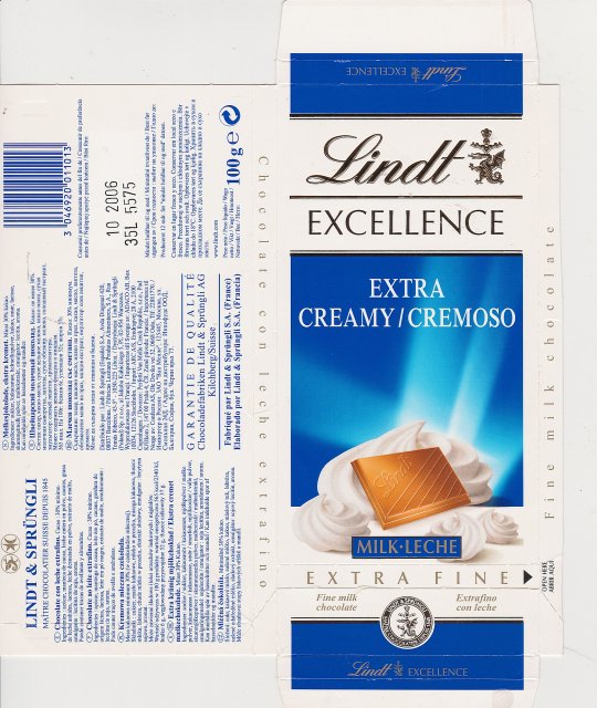 Lindt srednie excellence 1 extra creamy cremoso milk leche extra fine