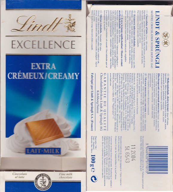 Lindt srednie excellence 1 extra cremeux creamy lait milk