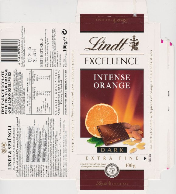 Lindt srednie excellence 1 intense orange dark extra fine 100g