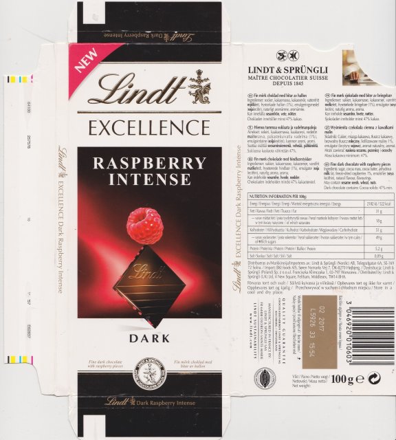 Lindt srednie excellence 1 raspberry intense dark new